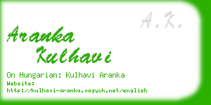 aranka kulhavi business card